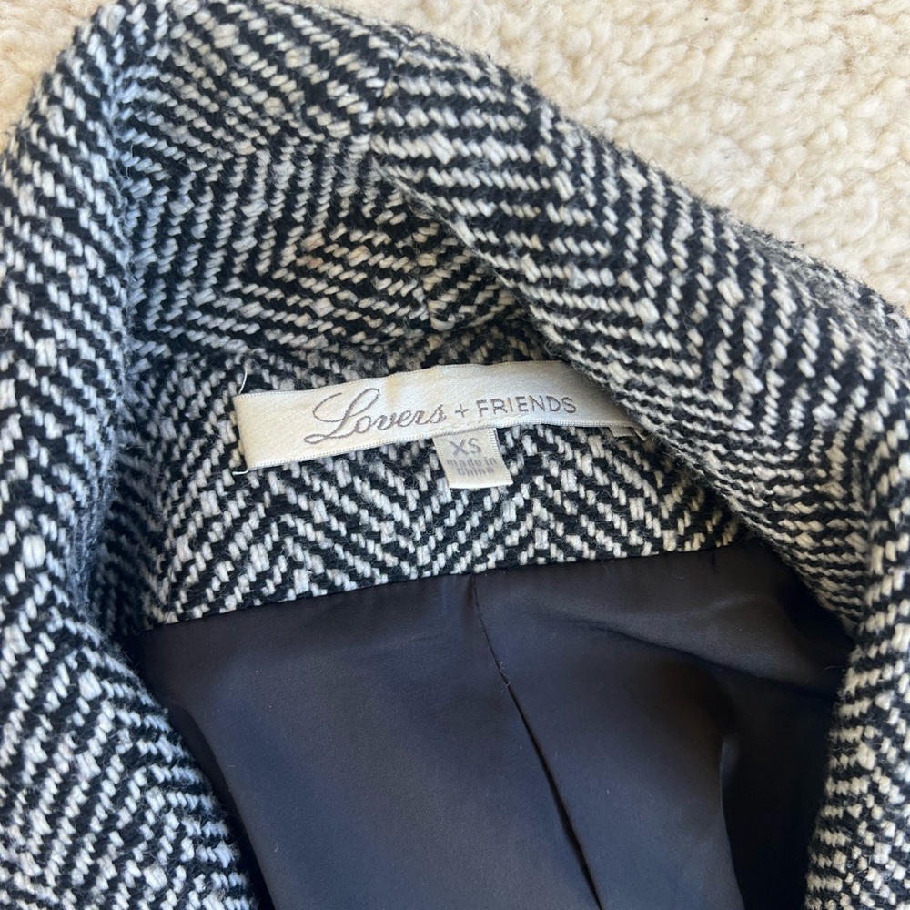 Lovers + Friends Monochrome Herringbone Blazer
